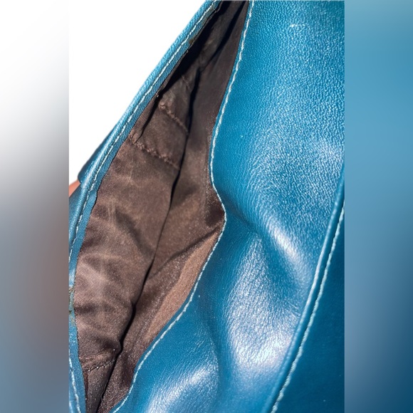 Coach Signature Canvas Patent Leather Wallet Monogram Teal Blue - Picture 7 of 10